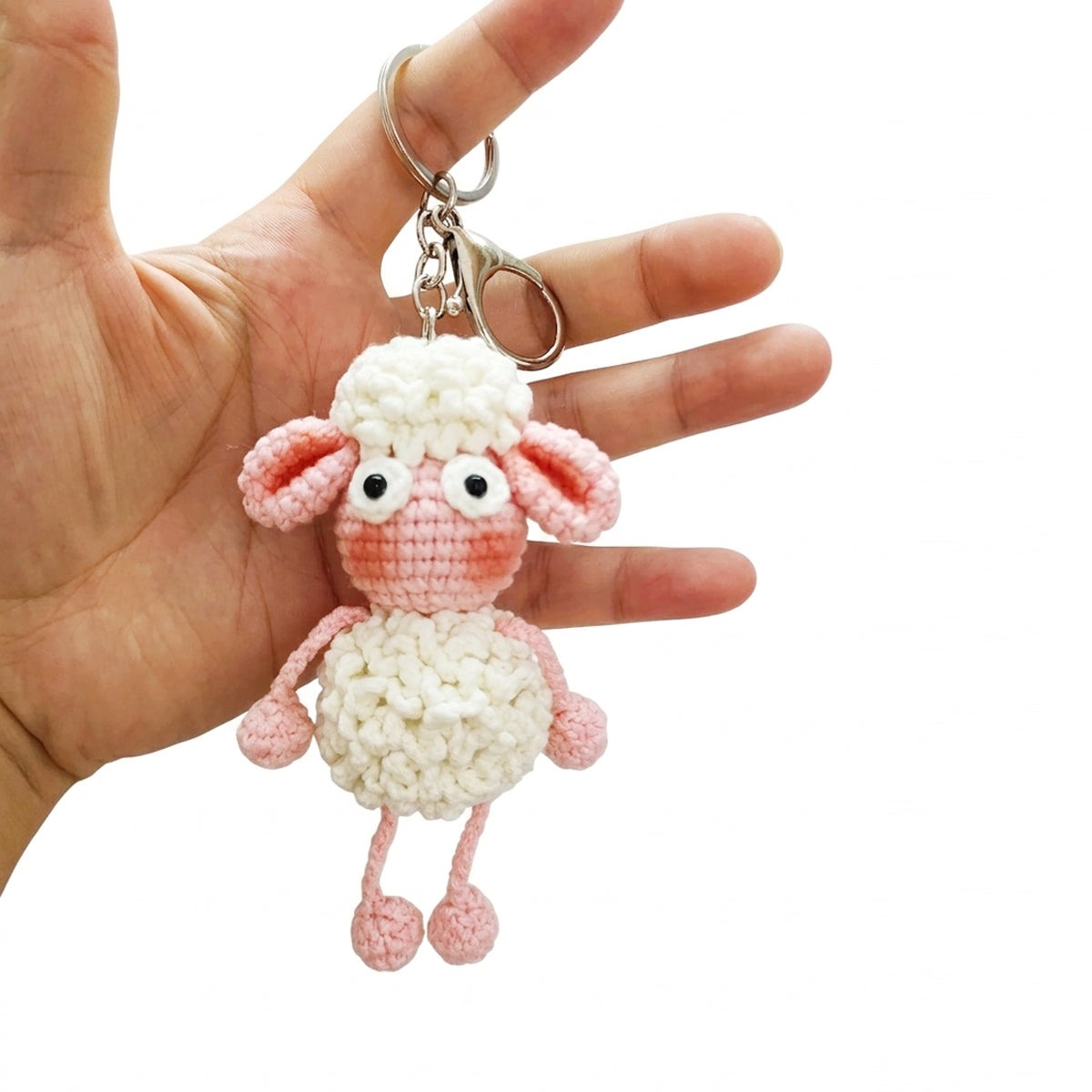 Hand-Knitted Crochet Keychain - Textured Fabric Bag Accessory for Keys & Backpacks, Functional Daily Organizer(SHAUN)