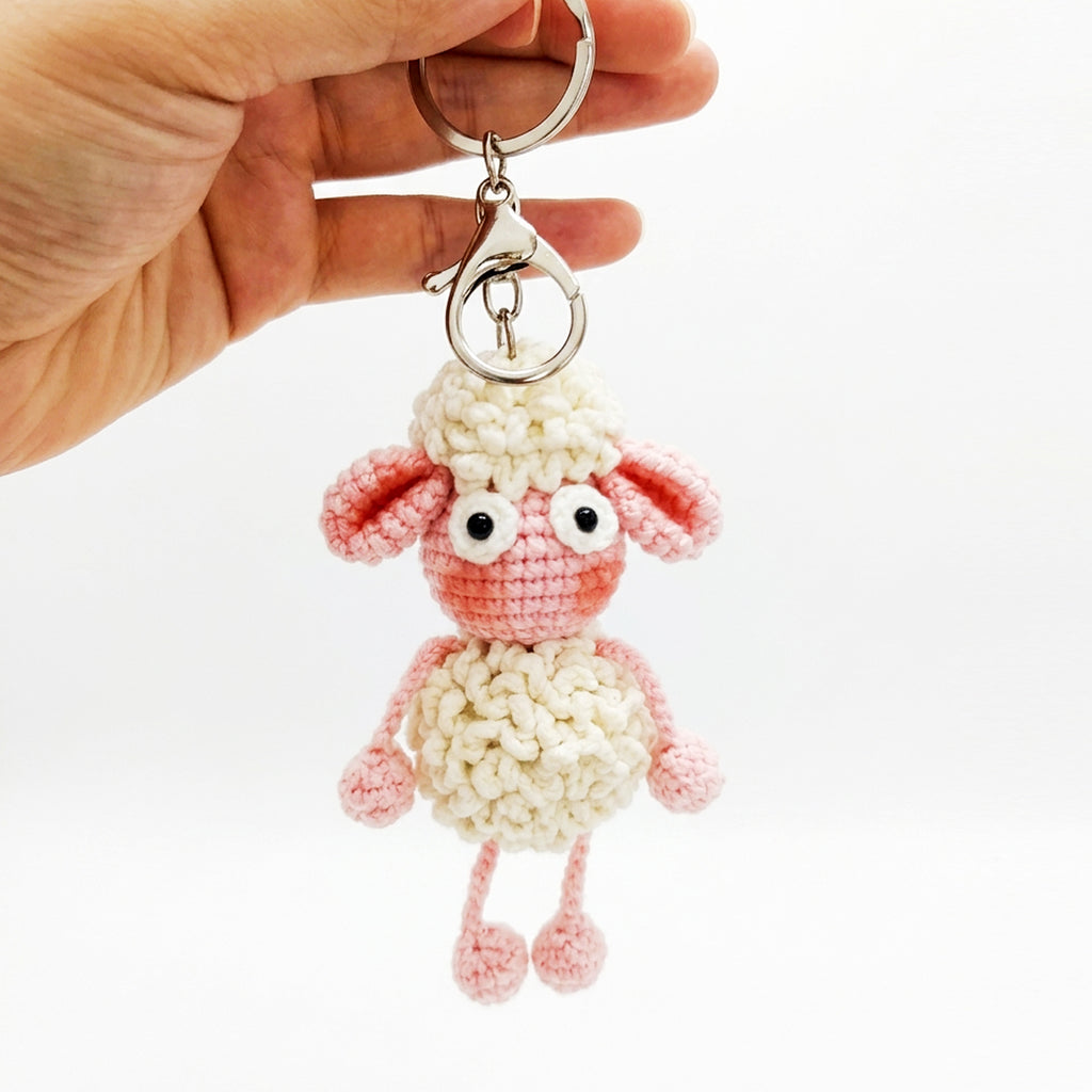 Hand-Knitted Crochet Keychain - Textured Fabric Bag Accessory for Keys & Backpacks, Functional Daily Organizer(SHAUN)