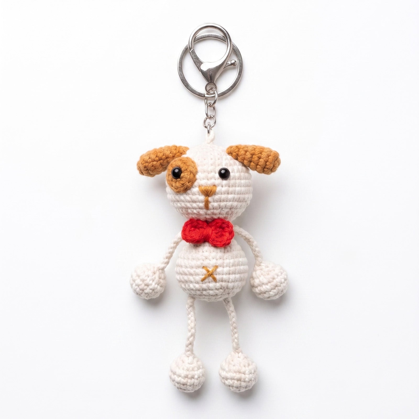 Hand-Knitted Crochet Keychain - Textured Fabric Bag Accessory for Keys & Backpacks, Functional Daily Organizer(Dog)