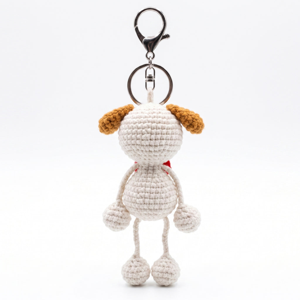 Hand-Knitted Crochet Keychain - Textured Fabric Bag Accessory for Keys & Backpacks, Functional Daily Organizer(Dog)