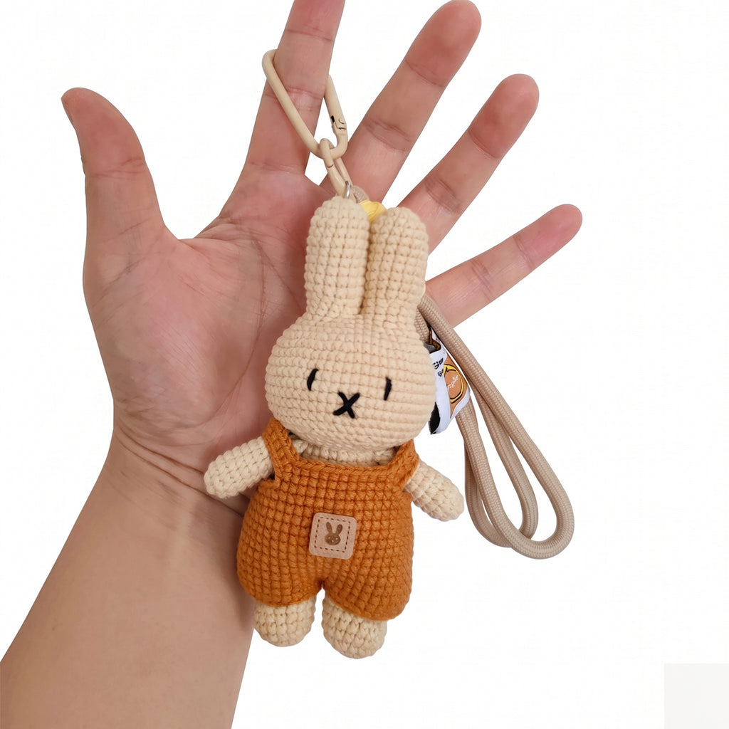 Hand-Knitted Crochet Keychain - Textured Fabric Bag Accessory for Keys & Backpacks, Functional Daily Organizer(MIFFY)