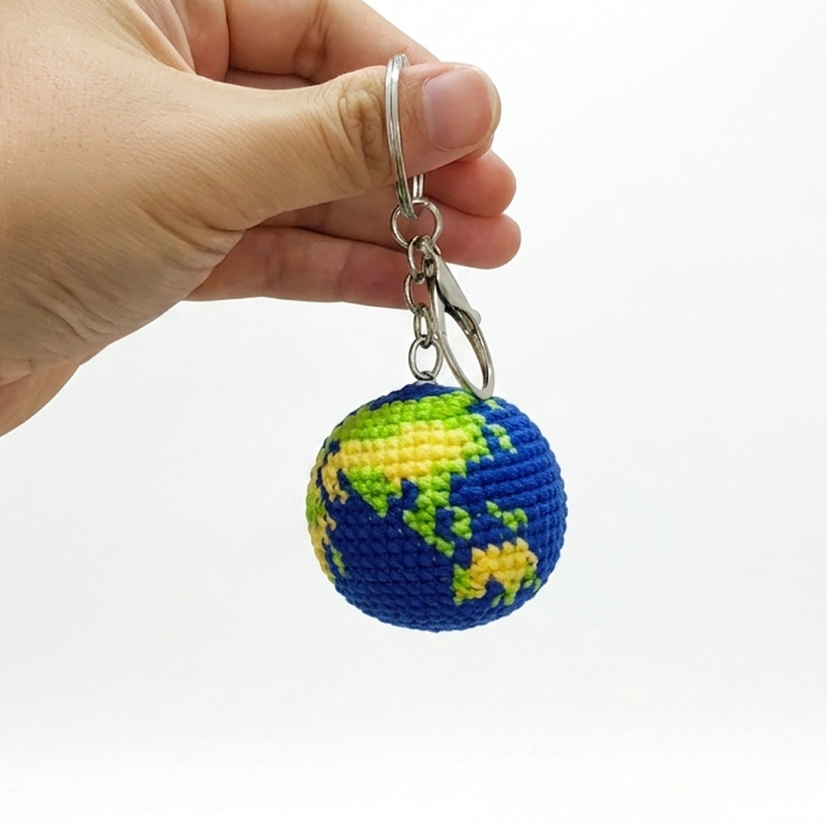 Hand-Knitted Crochet Keychain - Textured Fabric Bag Accessory for Keys & Backpacks, Functional Daily Organizer(Earth)