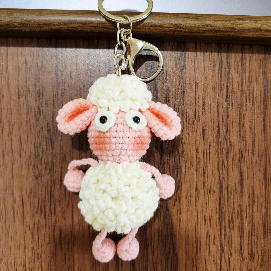 Hand-Knitted Crochet Keychain - Textured Fabric Bag Accessory for Keys & Backpacks, Functional Daily Organizer(SHAUN)