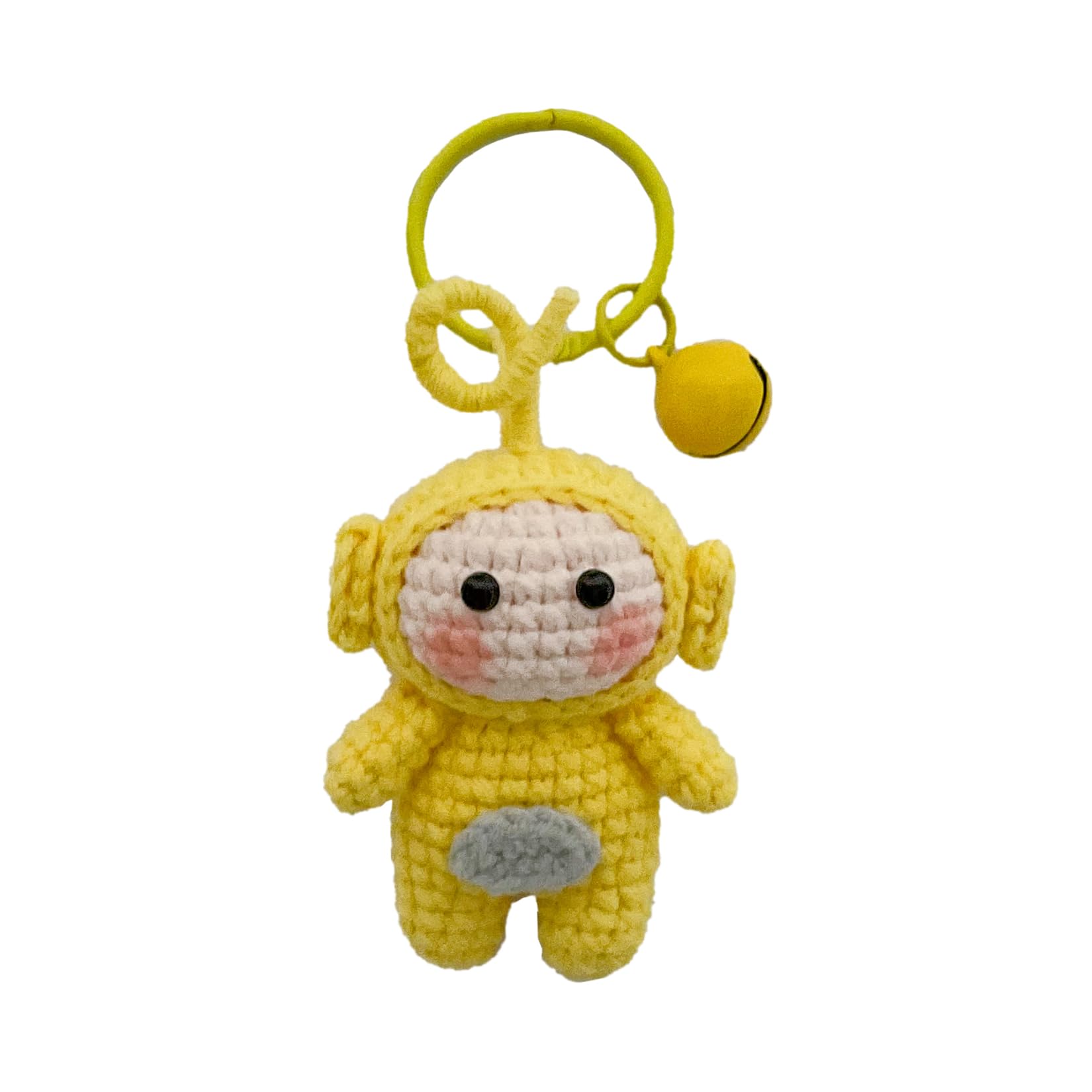 Hand-Knitted Crochet Keychain - Textured Fabric Bag Accessory for Keys & Backpacks, Functional Daily Organizer(Teletubbies)