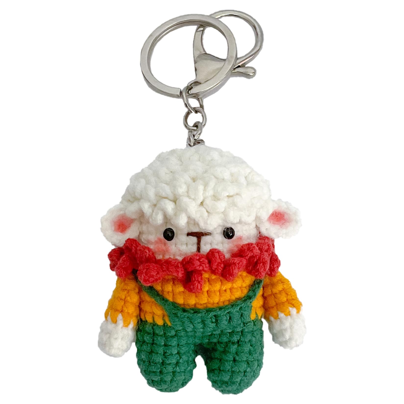 Hand-Knitted Crochet Keychain - Textured Fabric Bag Accessory for Keys & Backpacks, Functional Daily Organizer(Sheep)