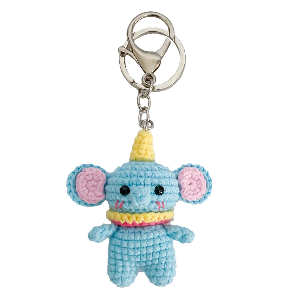 Hand-Knitted Crochet Keychain - Textured Fabric Bag Accessory for Keys & Backpacks, Functional Daily Organizer(Dumbo)