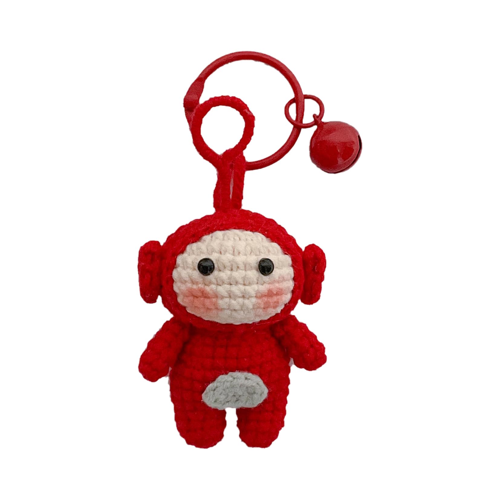 Hand-Knitted Crochet Keychain - Textured Fabric Bag Accessory for Keys & Backpacks, Functional Daily Organizer(Teletubbies)