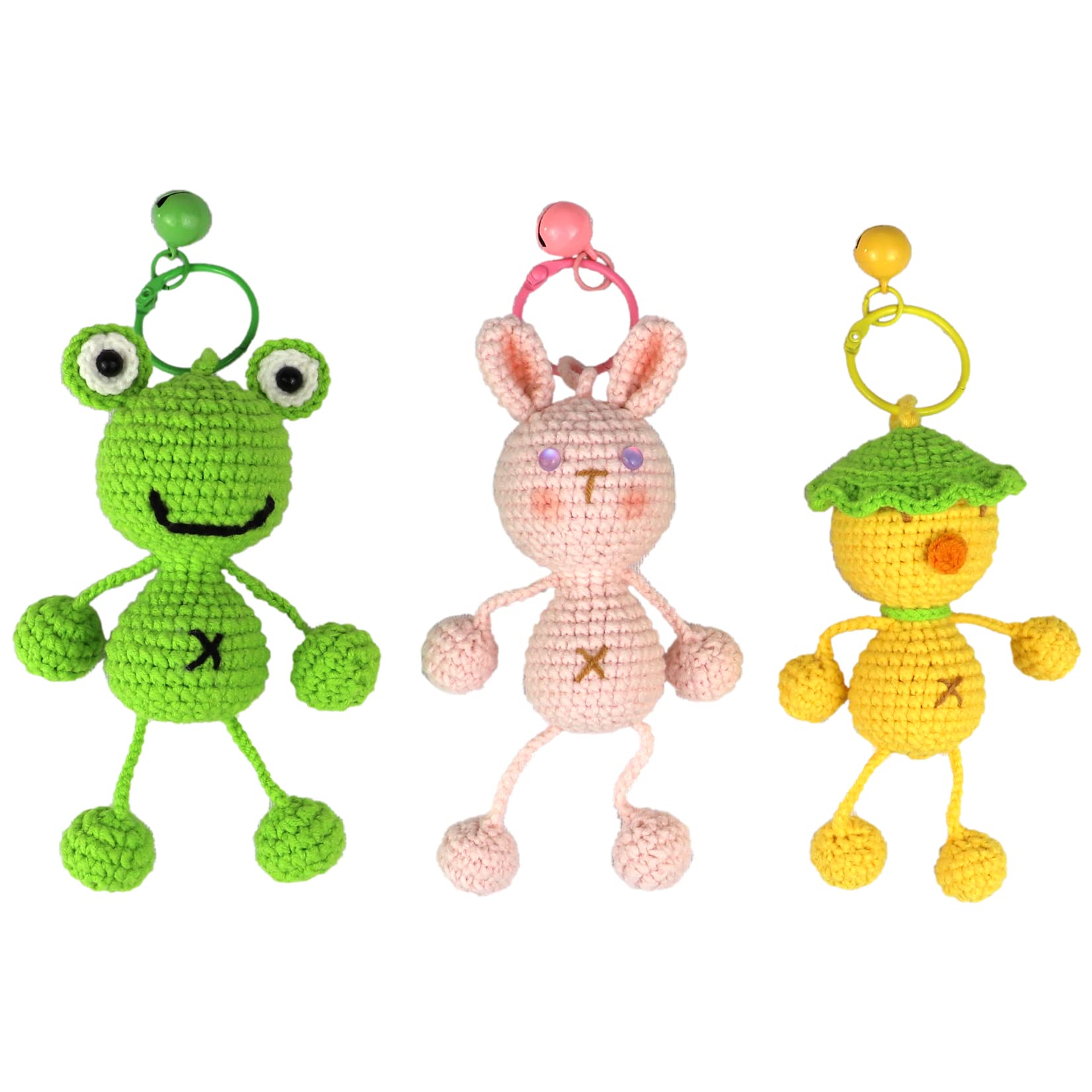 Hand-Knitted Crochet Keychain - Textured Fabric Bag Accessory for Keys & Backpacks, Functional Daily Organizer(Dangle-legged Bunny)